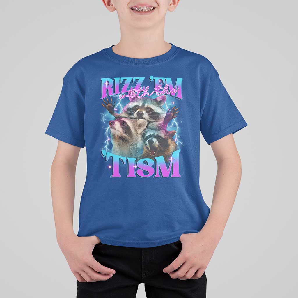 Funny Rizz Em With The Tism T Shirt For Kid Meme Autistic Racoon