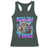Funny Rizz Em With The Tism Racerback Tank Top Meme Autistic Racoon