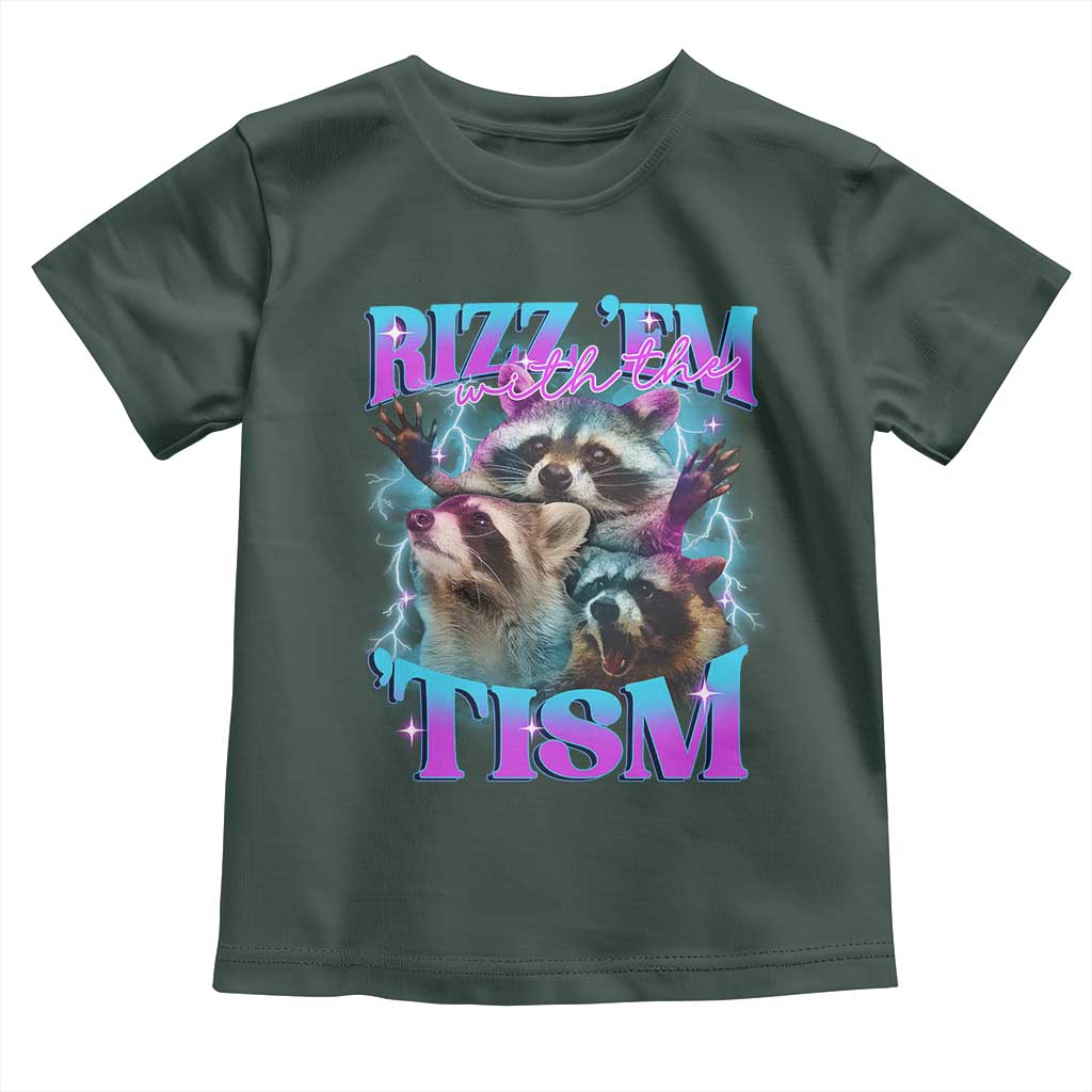 Funny Rizz Em With The Tism Toddler T Shirt Meme Autistic Racoon