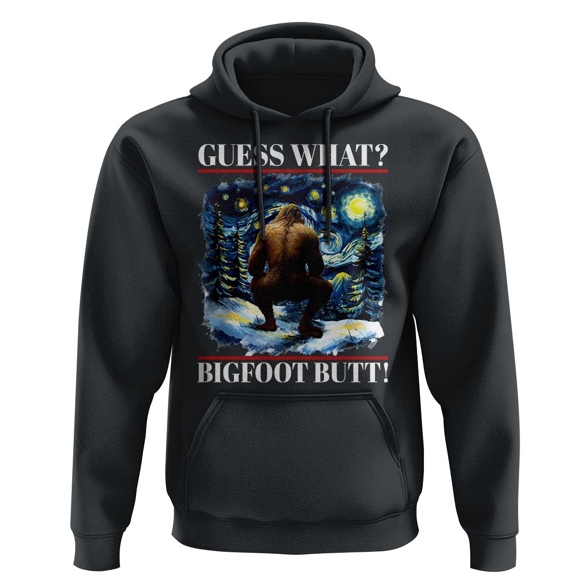 Funny Bigfoot Guess What Hoodie Butt Sasquatch Starry Night