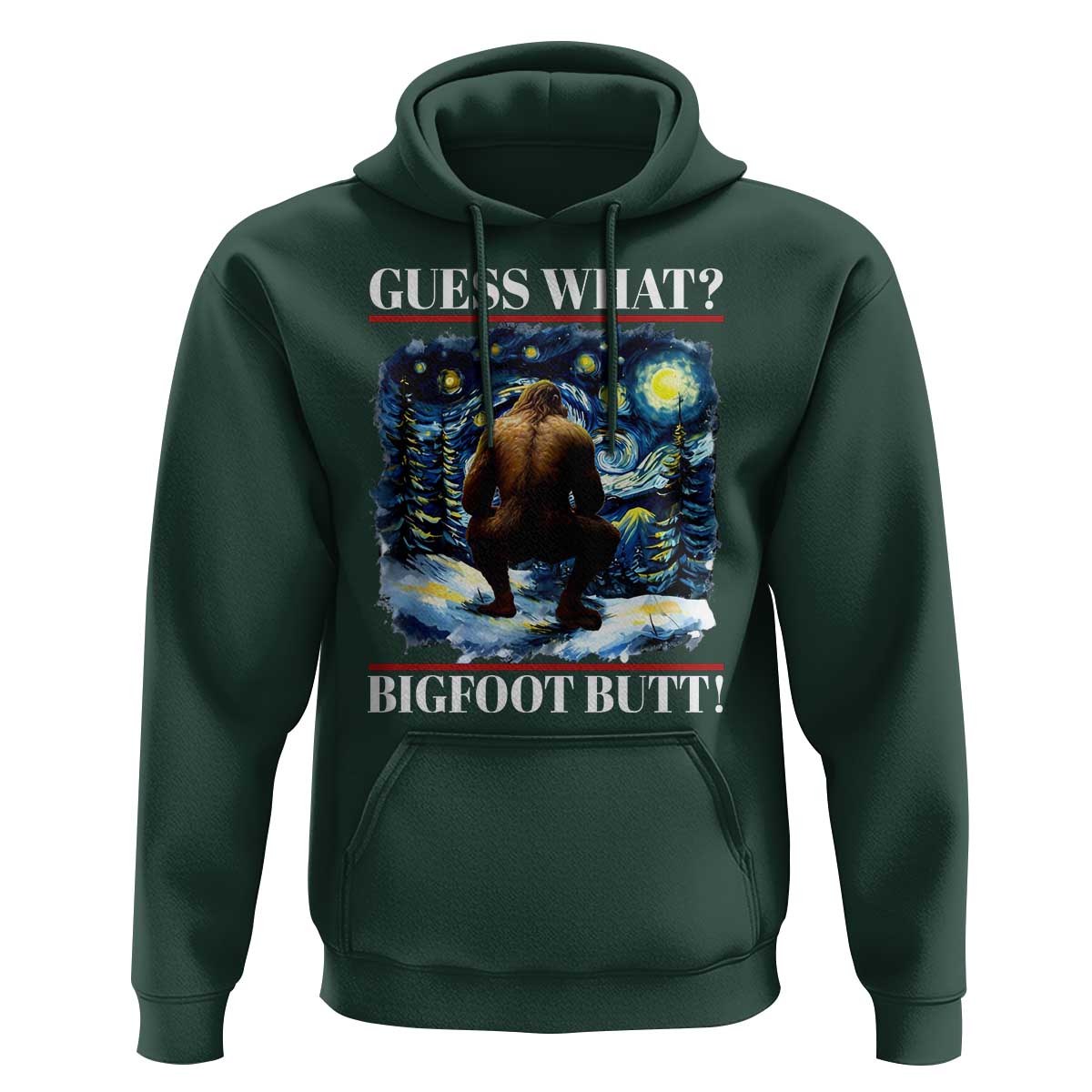 Funny Bigfoot Guess What Hoodie Butt Sasquatch Starry Night
