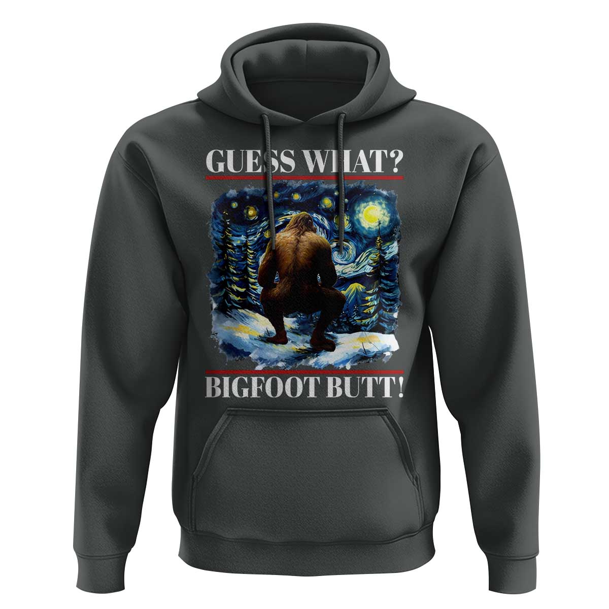 Funny Bigfoot Guess What Hoodie Butt Sasquatch Starry Night