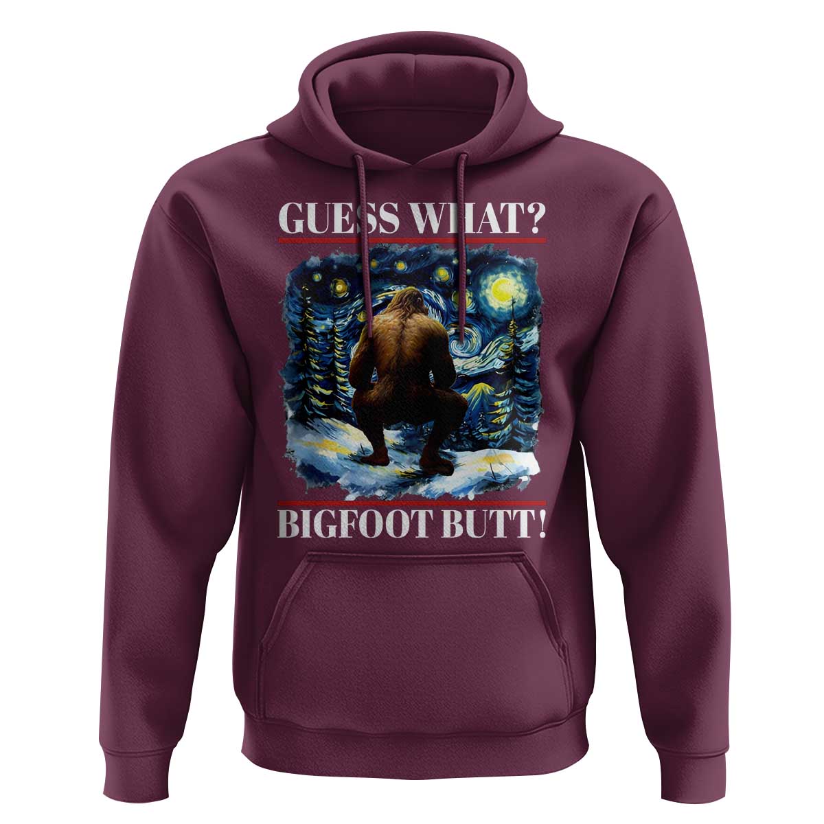 Funny Bigfoot Guess What Hoodie Butt Sasquatch Starry Night
