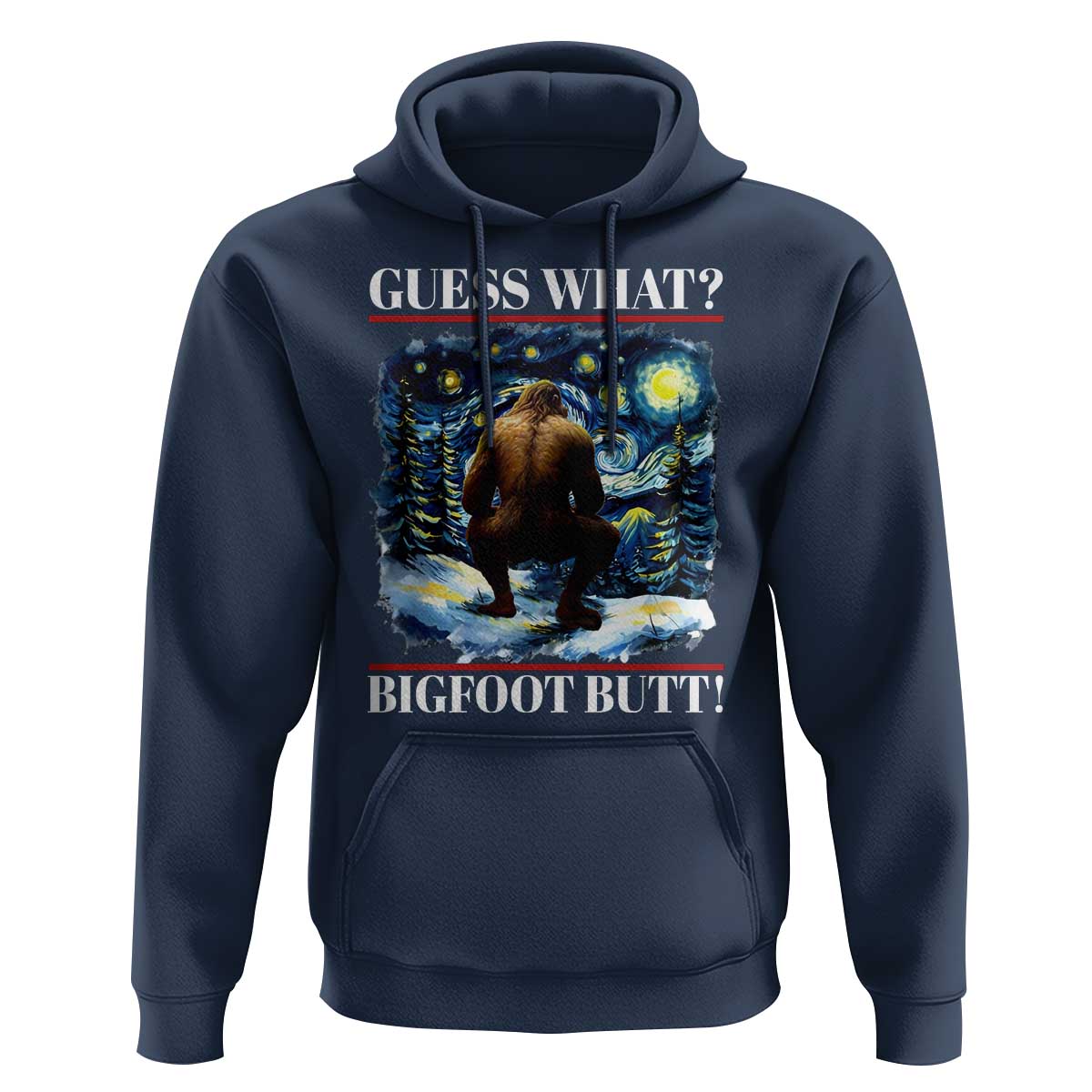Funny Bigfoot Guess What Hoodie Butt Sasquatch Starry Night