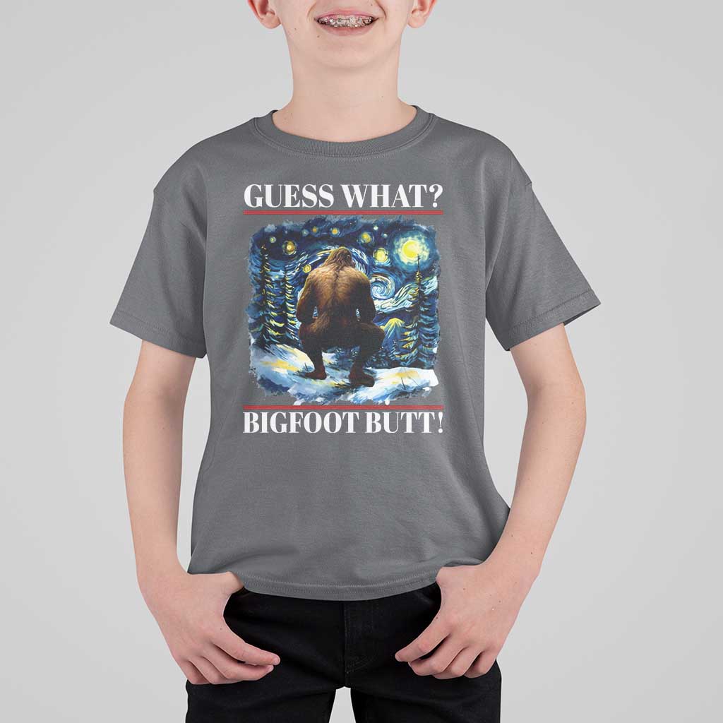 Funny Bigfoot Guess What T Shirt For Kid Butt Sasquatch Starry Night - Wonder Print Shop