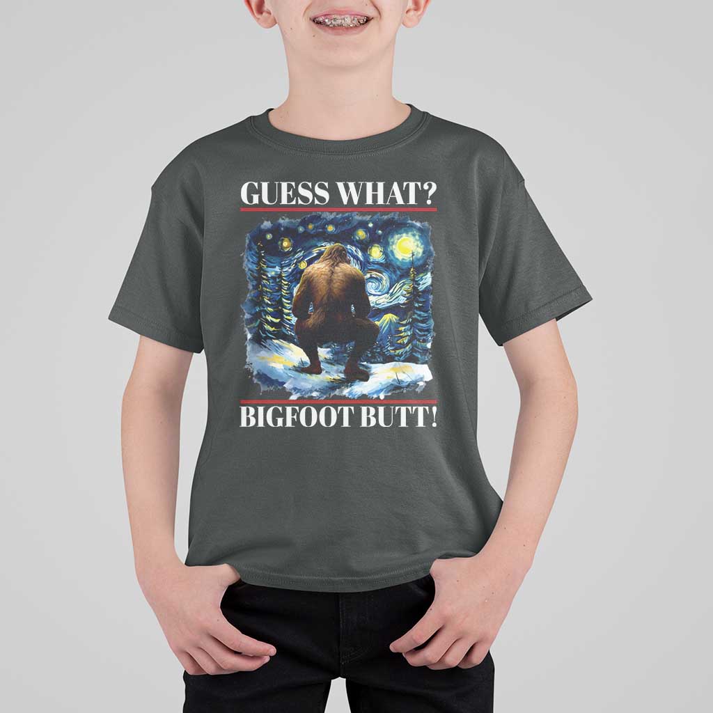 Funny Bigfoot Guess What T Shirt For Kid Butt Sasquatch Starry Night - Wonder Print Shop