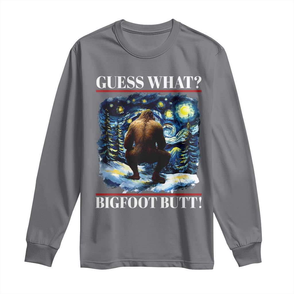 Funny Bigfoot Guess What Long Sleeve Shirt Butt Sasquatch Starry Night