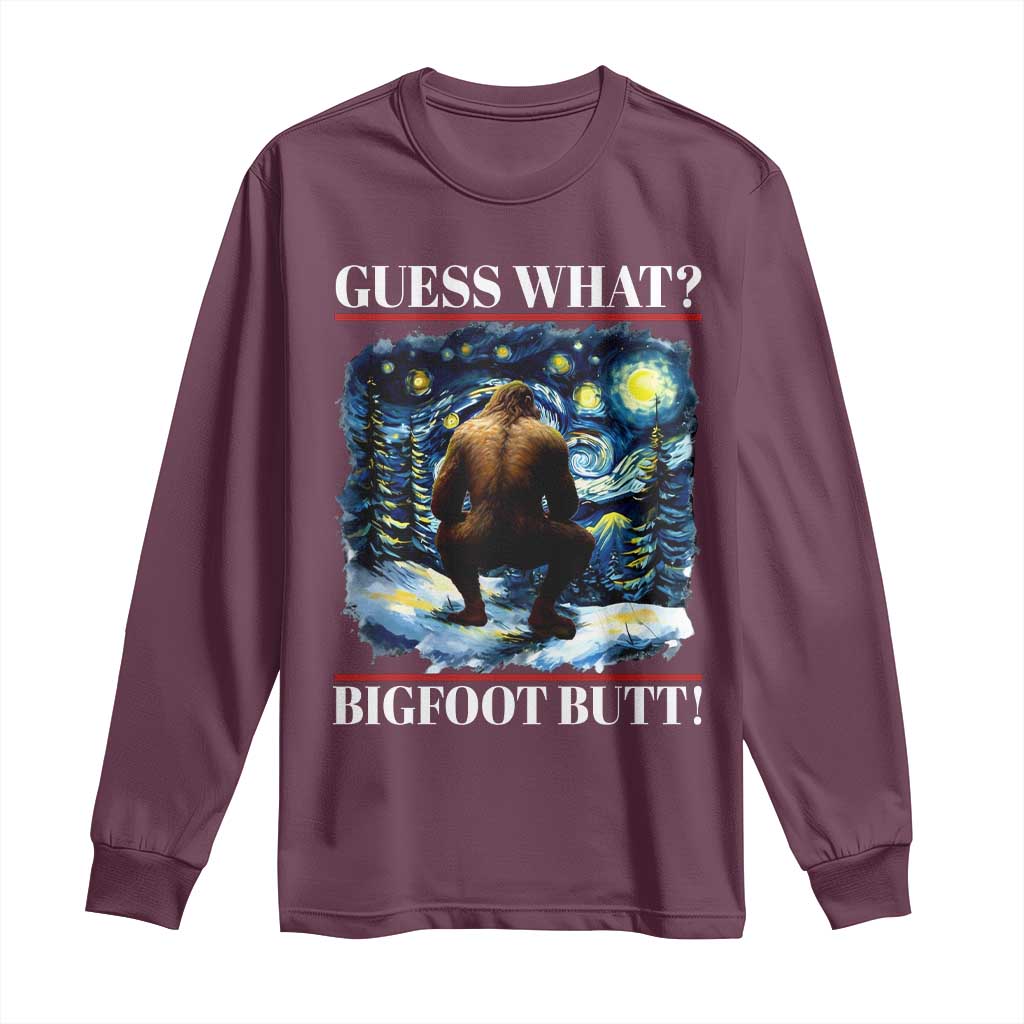 Funny Bigfoot Guess What Long Sleeve Shirt Butt Sasquatch Starry Night
