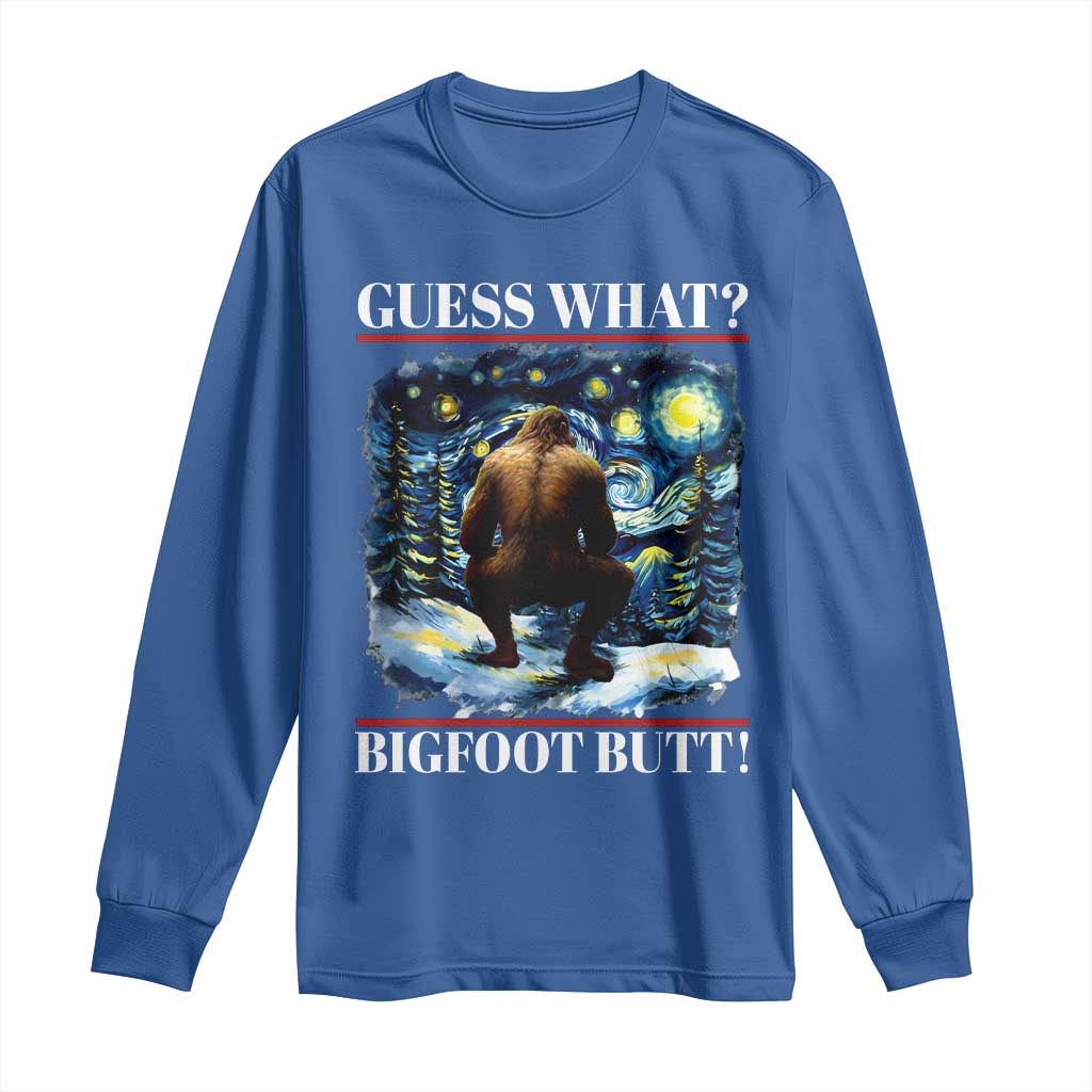 Funny Bigfoot Guess What Long Sleeve Shirt Butt Sasquatch Starry Night