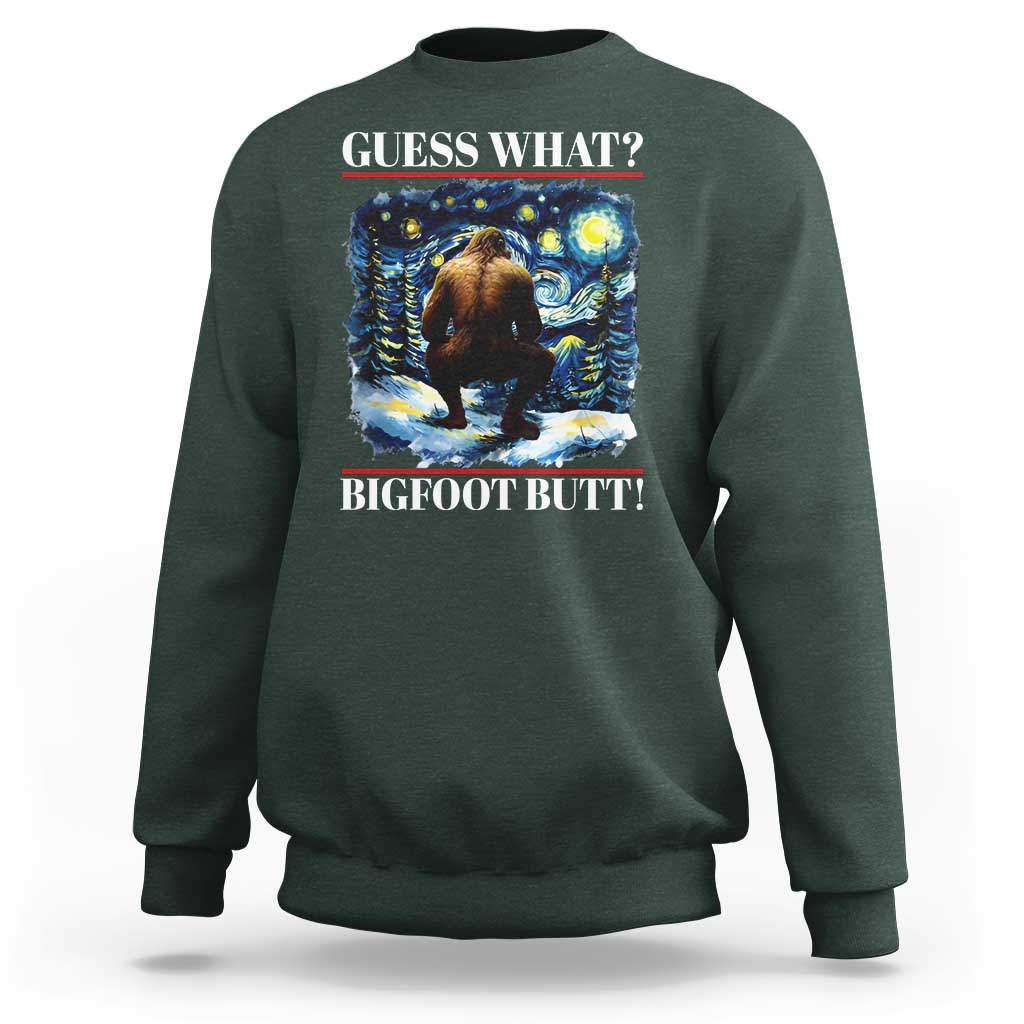 Funny Bigfoot Guess What Sweatshirt Butt Sasquatch Starry Night - Wonder Print Shop