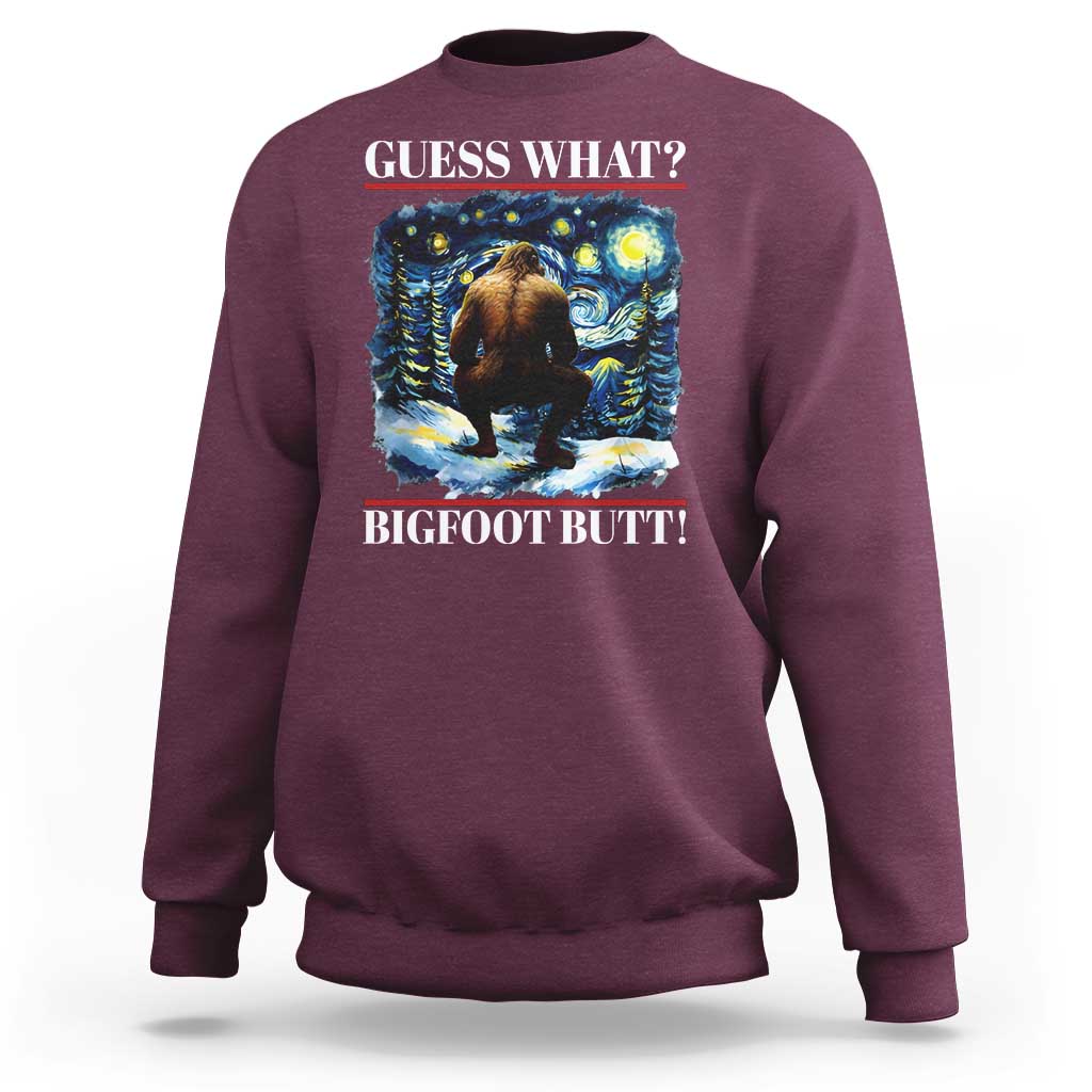 Funny Bigfoot Guess What Sweatshirt Butt Sasquatch Starry Night - Wonder Print Shop