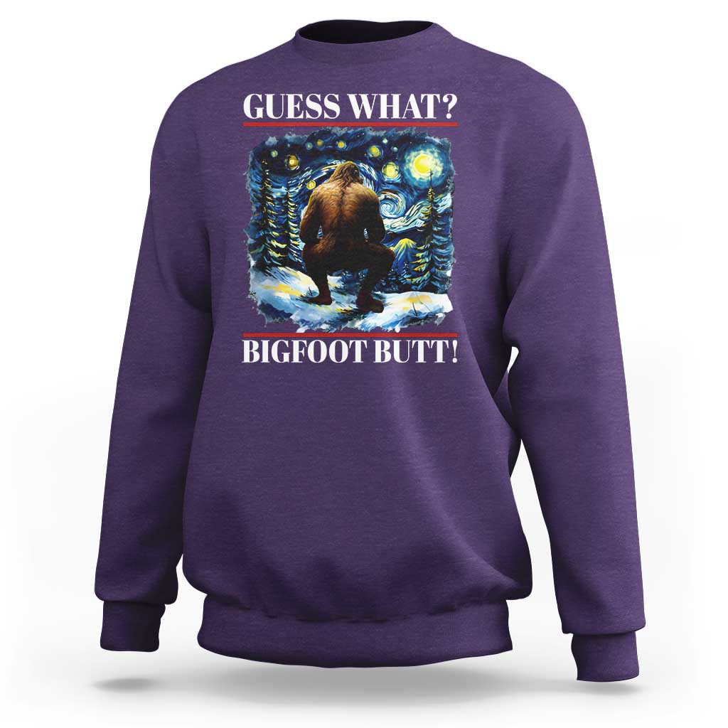 Funny Bigfoot Guess What Sweatshirt Butt Sasquatch Starry Night - Wonder Print Shop