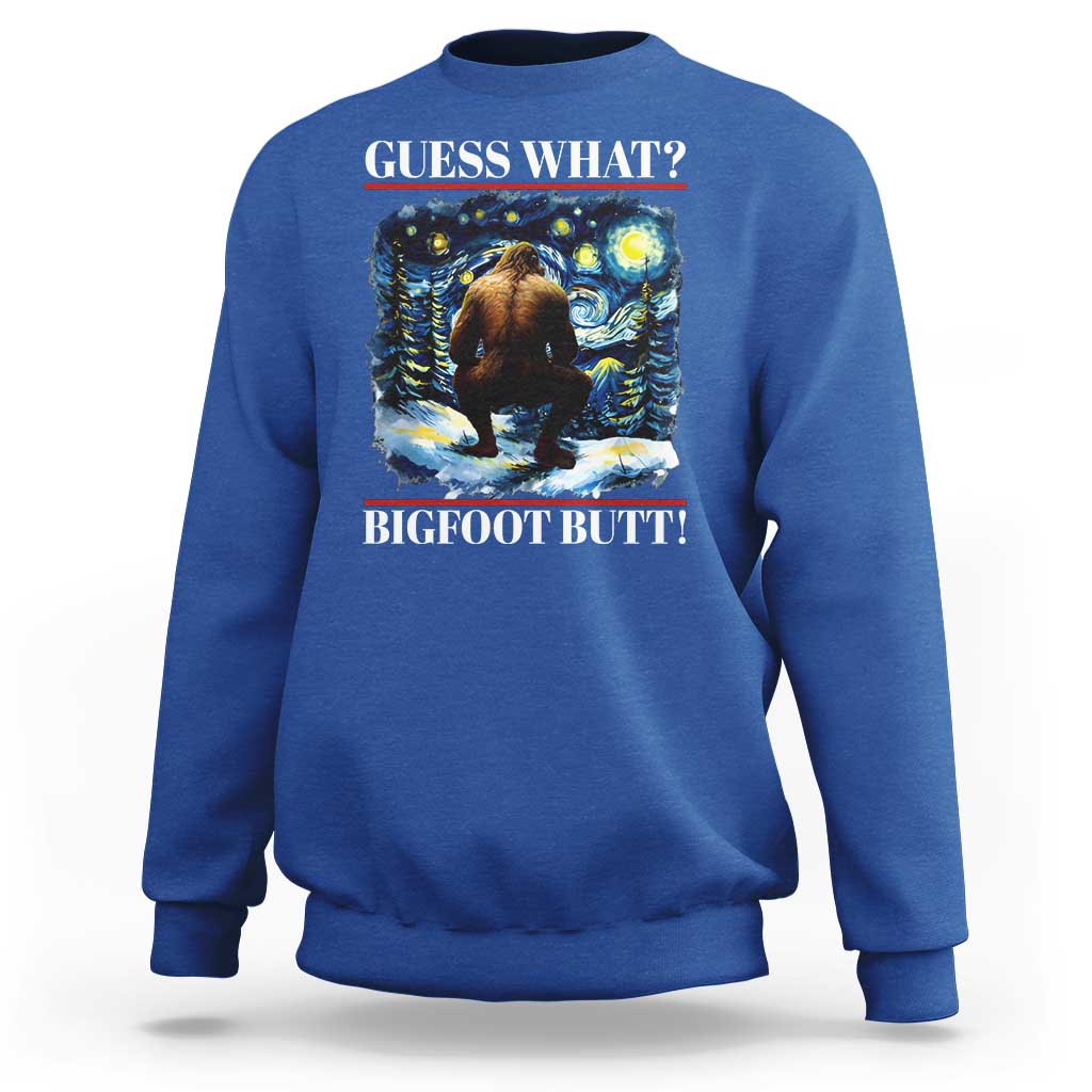 Funny Bigfoot Guess What Sweatshirt Butt Sasquatch Starry Night - Wonder Print Shop