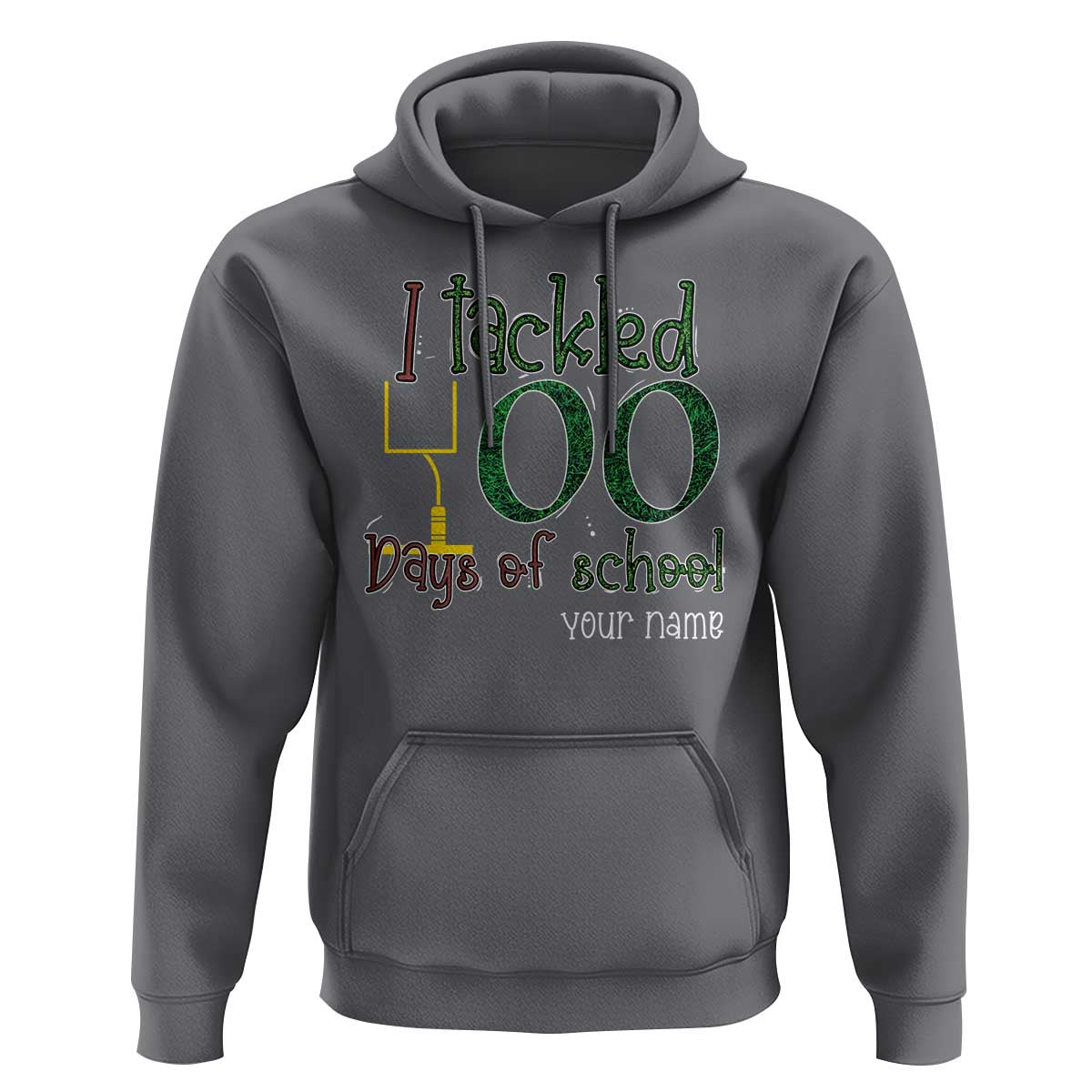 Personalized 100TH Day Of School Football Hoodie Custom Text I Tackled 100 Days Of School