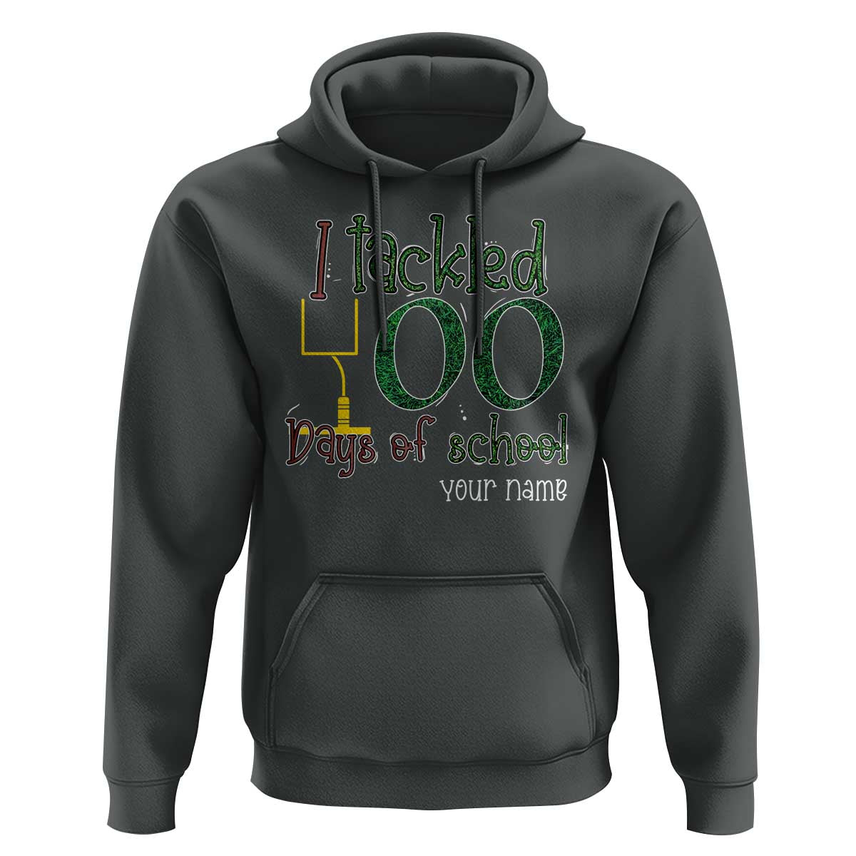 Personalized 100TH Day Of School Football Hoodie Custom Text I Tackled 100 Days Of School
