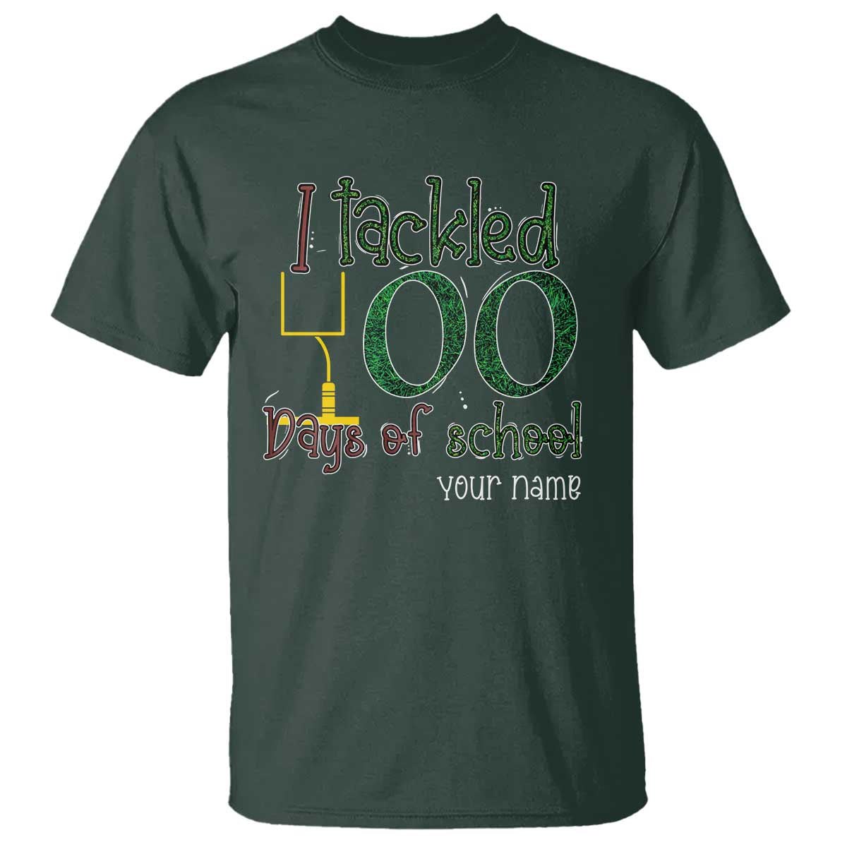 Personalized 100TH Day Of School Football T Shirt Custom Text I Tackled 100 Days Of School