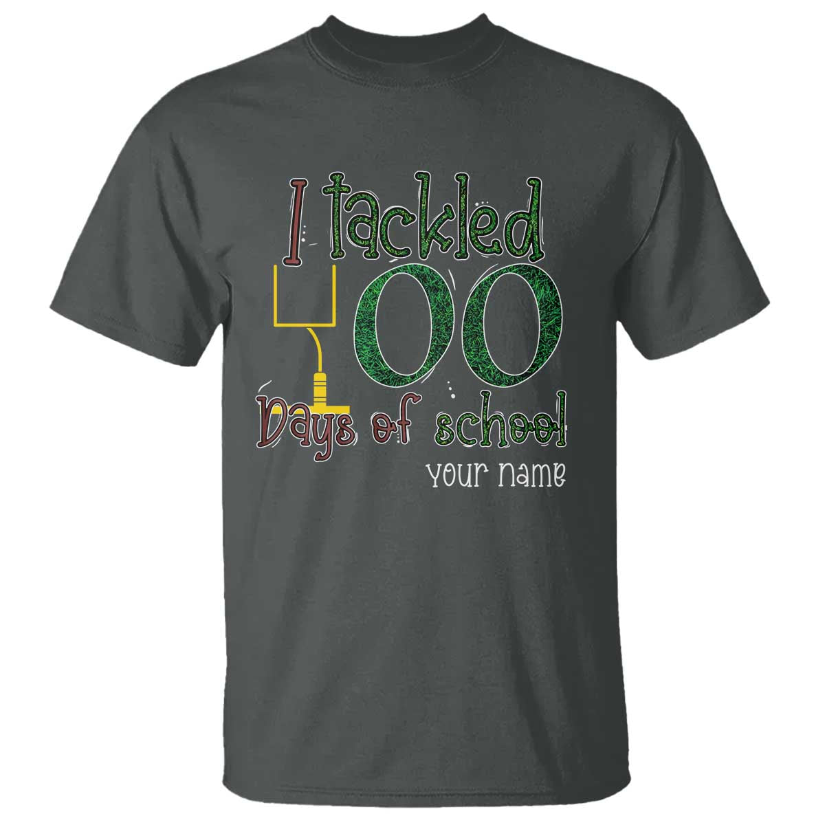 Personalized 100TH Day Of School Football T Shirt Custom Text I Tackled 100 Days Of School