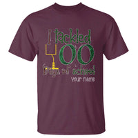 Personalized 100TH Day Of School Football T Shirt Custom Text I Tackled 100 Days Of School