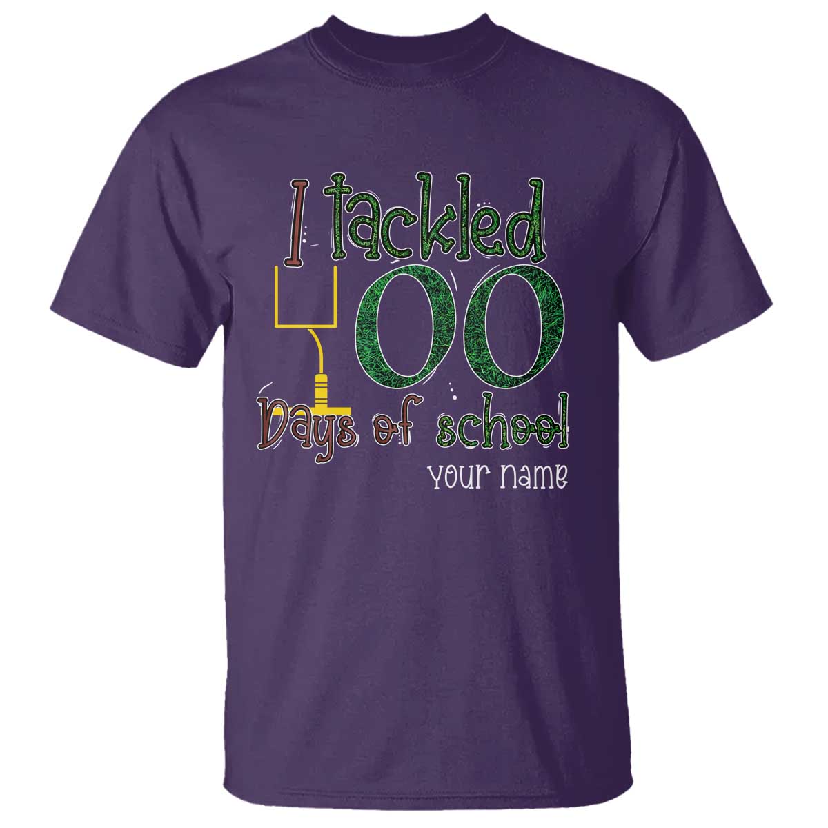 Personalized 100TH Day Of School Football T Shirt Custom Text I Tackled 100 Days Of School