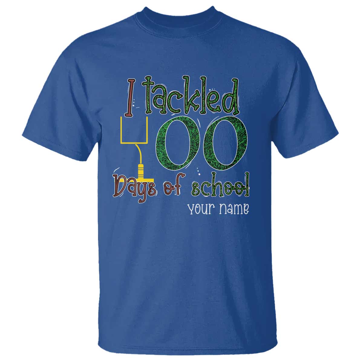 Personalized 100TH Day Of School Football T Shirt Custom Text I Tackled 100 Days Of School