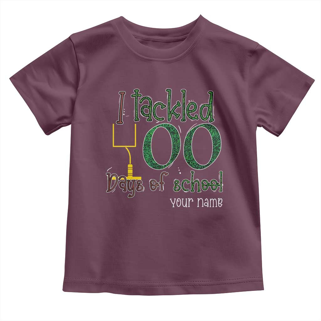 Personalized 100TH Day Of School Football Toddler T Shirt Custom Text I Tackled 100 Days Of School