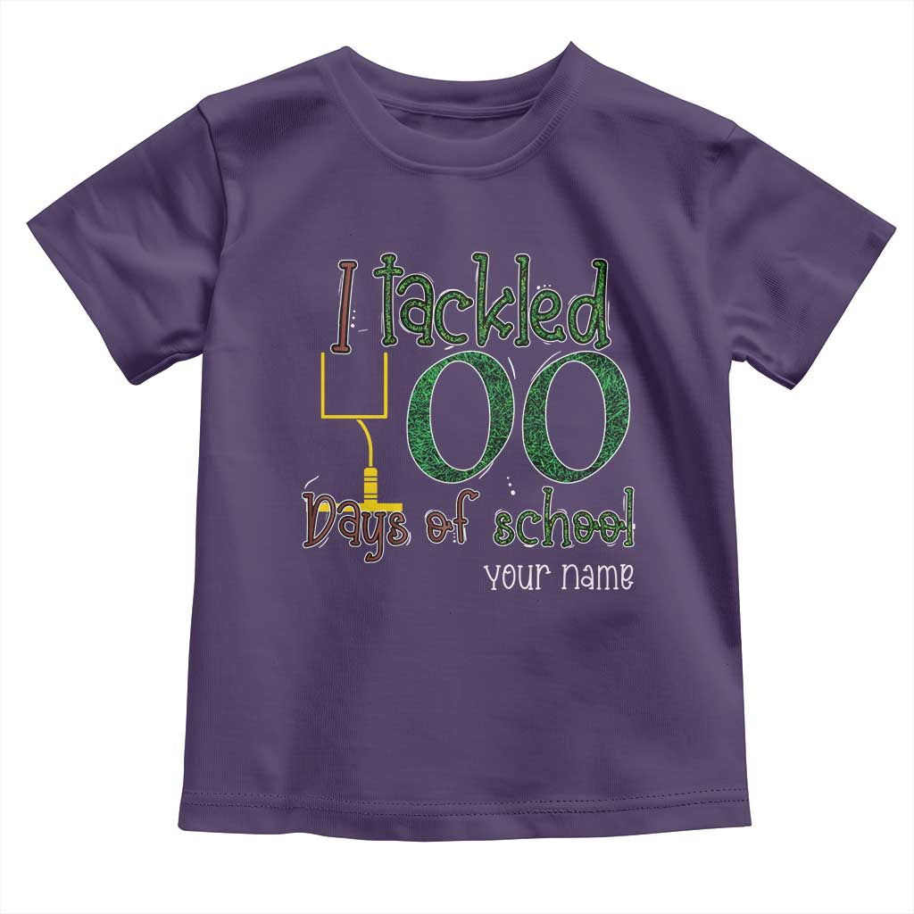Personalized 100TH Day Of School Football Toddler T Shirt Custom Text I Tackled 100 Days Of School