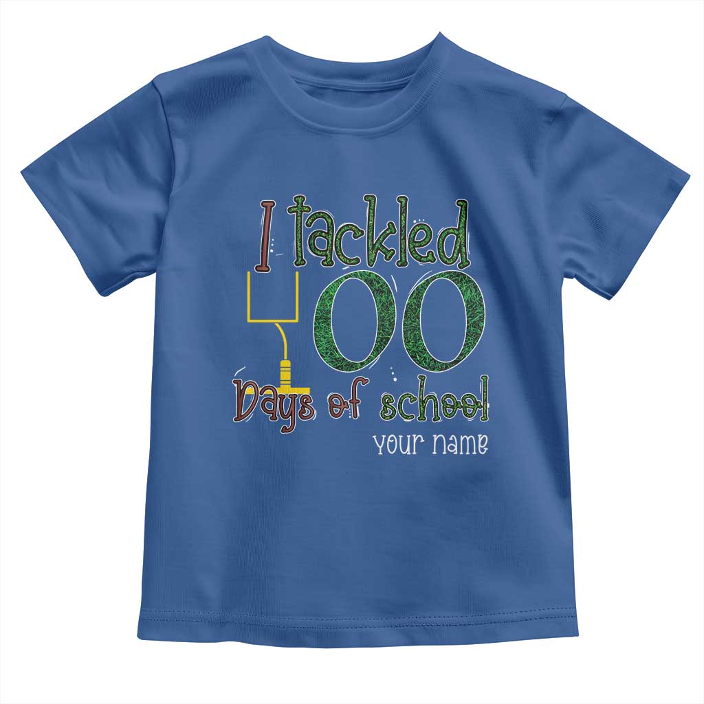 Personalized 100TH Day Of School Football Toddler T Shirt Custom Text I Tackled 100 Days Of School