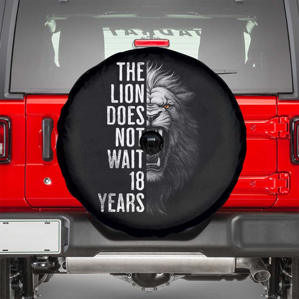 Funny The Lion Does Not Wait 18 Years Spare Tire Cover Lion Meme Gen Z Alpha - Wonder Print Shop