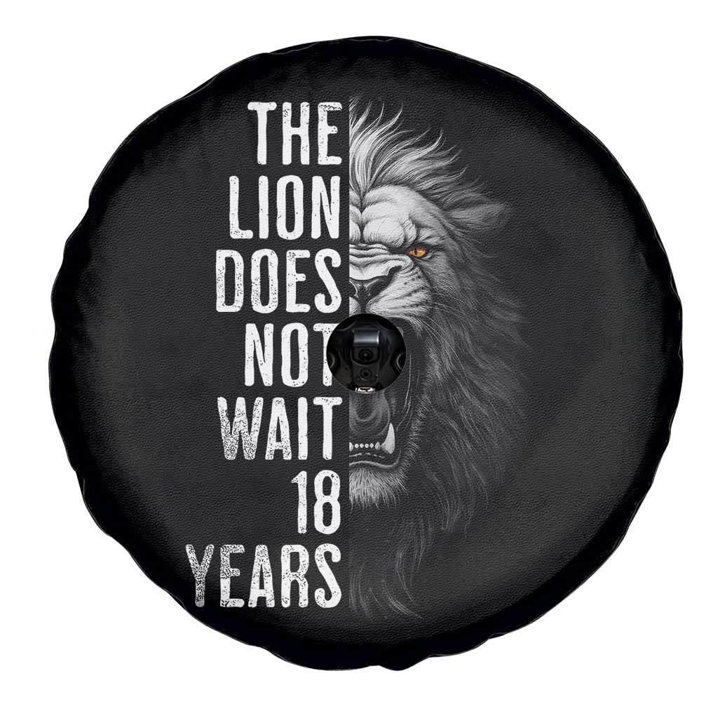 Funny The Lion Does Not Wait 18 Years Spare Tire Cover Lion Meme Gen Z Alpha - Wonder Print Shop