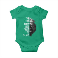 Funny The Lion Does Not Wait 18 Years Baby Onesie Lion Meme Gen Z Alpha - Wonder Print Shop