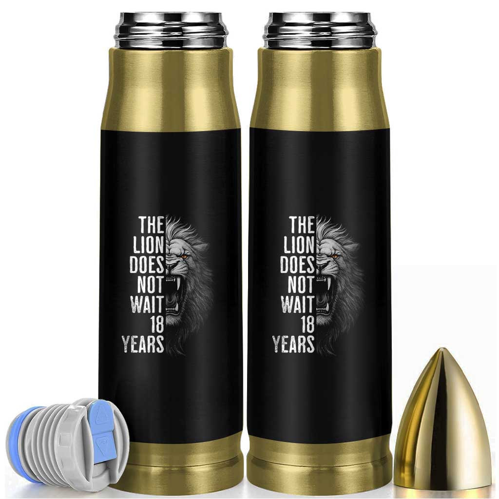 Funny The Lion Does Not Wait 18 Years Bullet Tumbler Lion Meme Gen Z Alpha - Wonder Print Shop