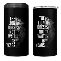 Funny The Lion Does Not Wait 18 Years 4 in 1 Can Cooler Tumbler Lion Meme Gen Z Alpha - Wonder Print Shop