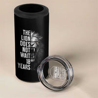 Funny The Lion Does Not Wait 18 Years 4 in 1 Can Cooler Tumbler Lion Meme Gen Z Alpha - Wonder Print Shop