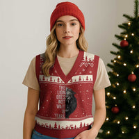 Funny The Lion Does Not Wait 18 Years V-Neck Knit Sweater Vest Lion Meme Gen Z Alpha - Wonder Print Shop