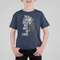 Funny The Lion Does Not Wait 18 Years T Shirt For Kid Lion Meme Gen Z Alpha - Wonder Print Shop