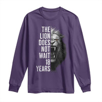 Funny The Lion Does Not Wait 18 Years Long Sleeve Shirt Lion Meme Gen Z Alpha - Wonder Print Shop