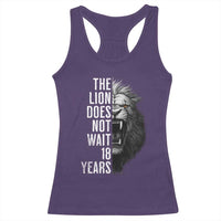 Funny The Lion Does Not Wait 18 Years Racerback Tank Top Lion Meme Gen Z Alpha - Wonder Print Shop