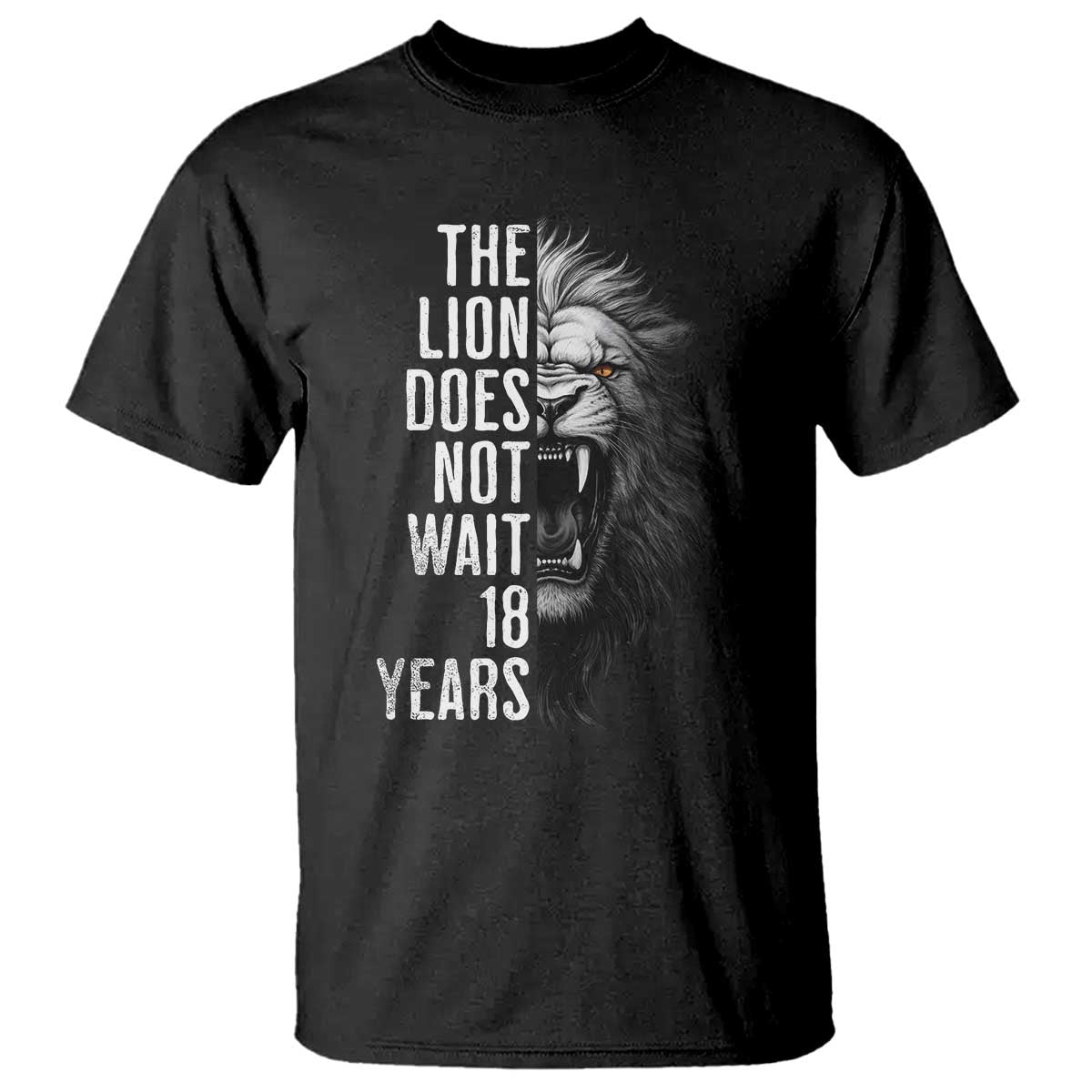 Funny The Lion Does Not Wait 18 Years T Shirt Lion Meme Gen Z Alpha - Wonder Print Shop