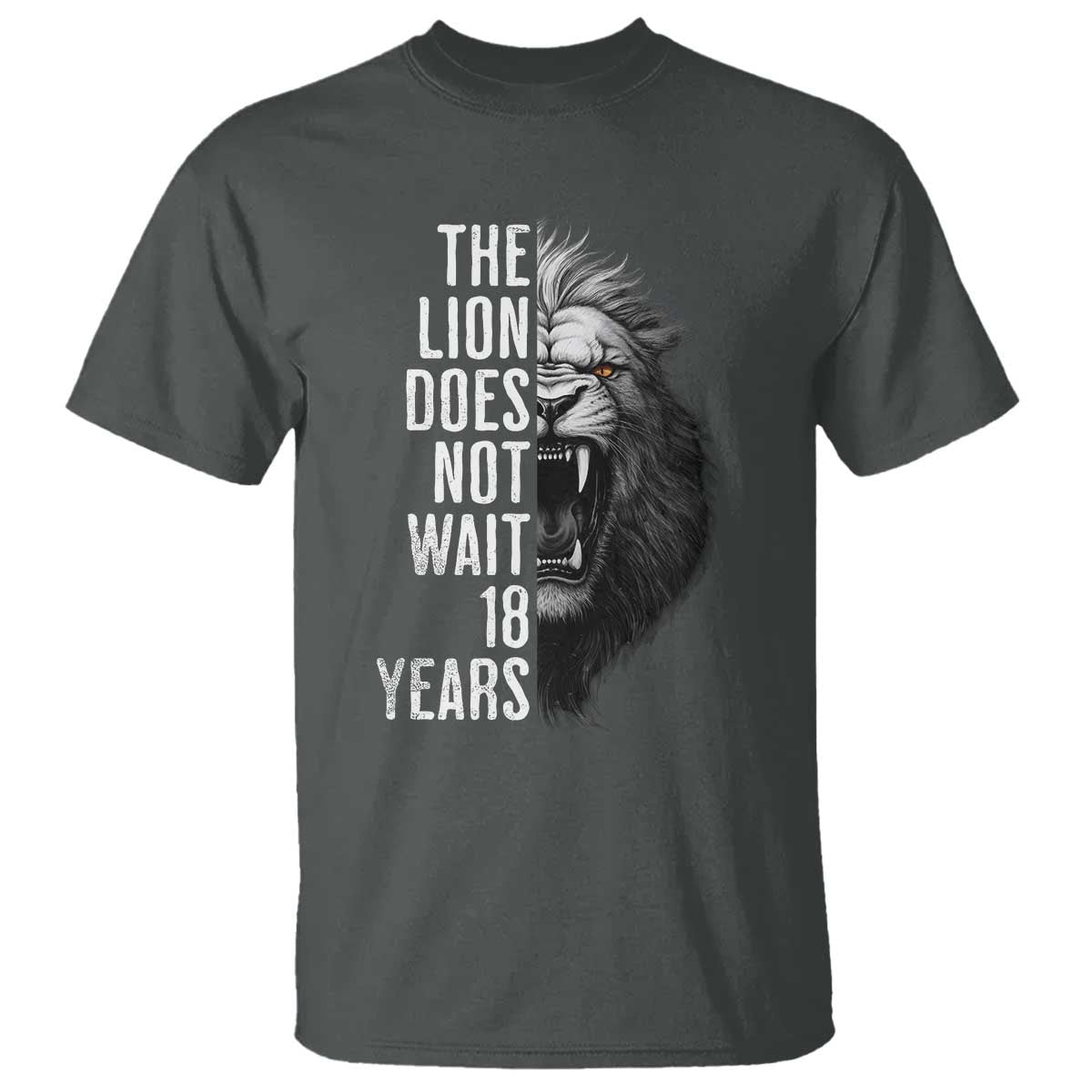 Funny The Lion Does Not Wait 18 Years T Shirt Lion Meme Gen Z Alpha - Wonder Print Shop