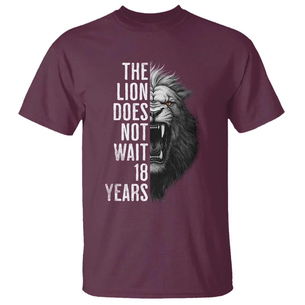 Funny The Lion Does Not Wait 18 Years T Shirt Lion Meme Gen Z Alpha - Wonder Print Shop