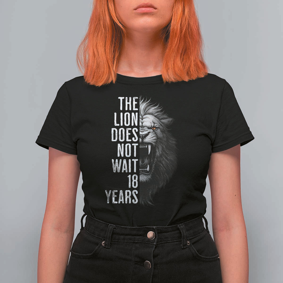 Funny The Lion Does Not Wait 18 Years T Shirt For Women Lion Meme Gen Z Alpha - Wonder Print Shop
