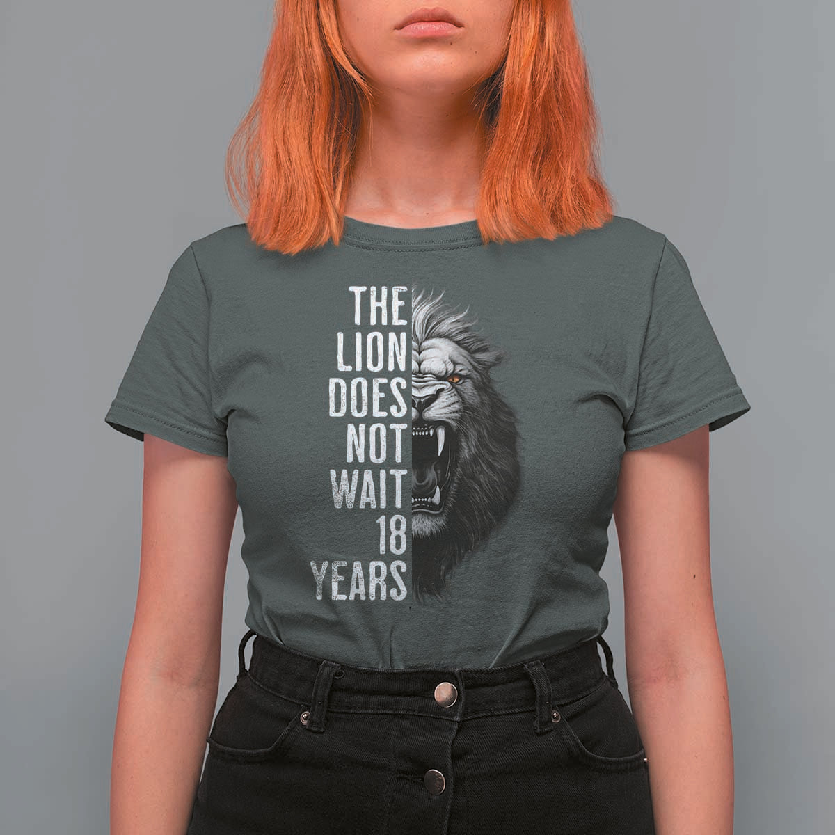Funny The Lion Does Not Wait 18 Years T Shirt For Women Lion Meme Gen Z Alpha - Wonder Print Shop