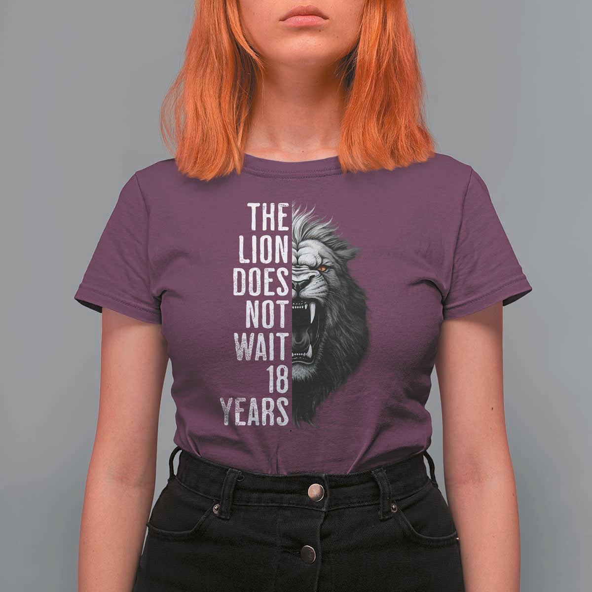 Funny The Lion Does Not Wait 18 Years T Shirt For Women Lion Meme Gen Z Alpha - Wonder Print Shop