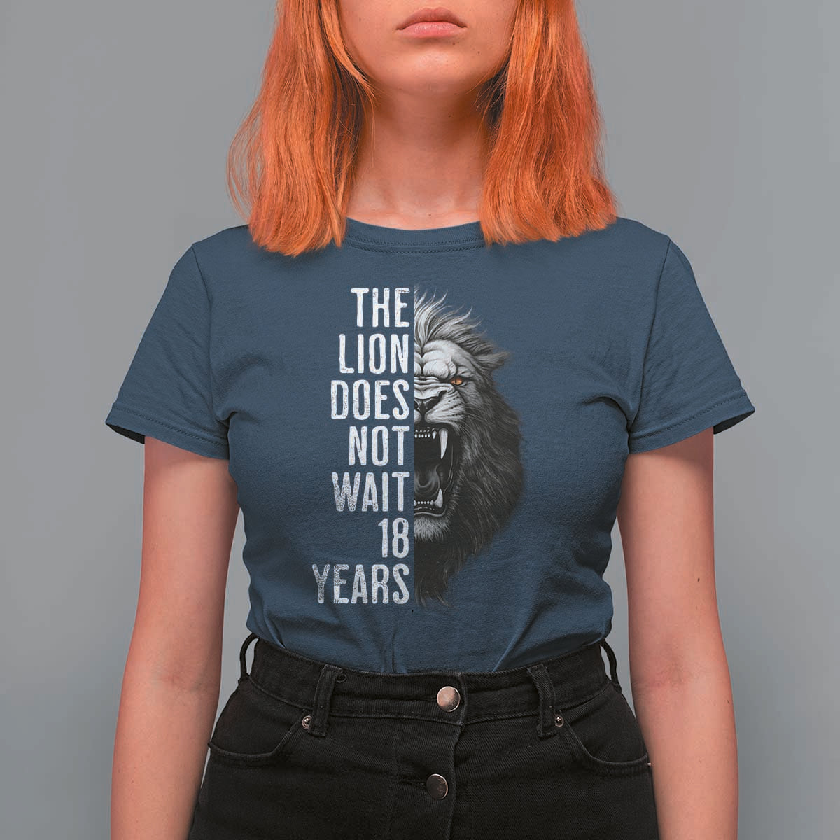 Funny The Lion Does Not Wait 18 Years T Shirt For Women Lion Meme Gen Z Alpha - Wonder Print Shop