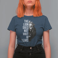 Funny The Lion Does Not Wait 18 Years T Shirt For Women Lion Meme Gen Z Alpha - Wonder Print Shop