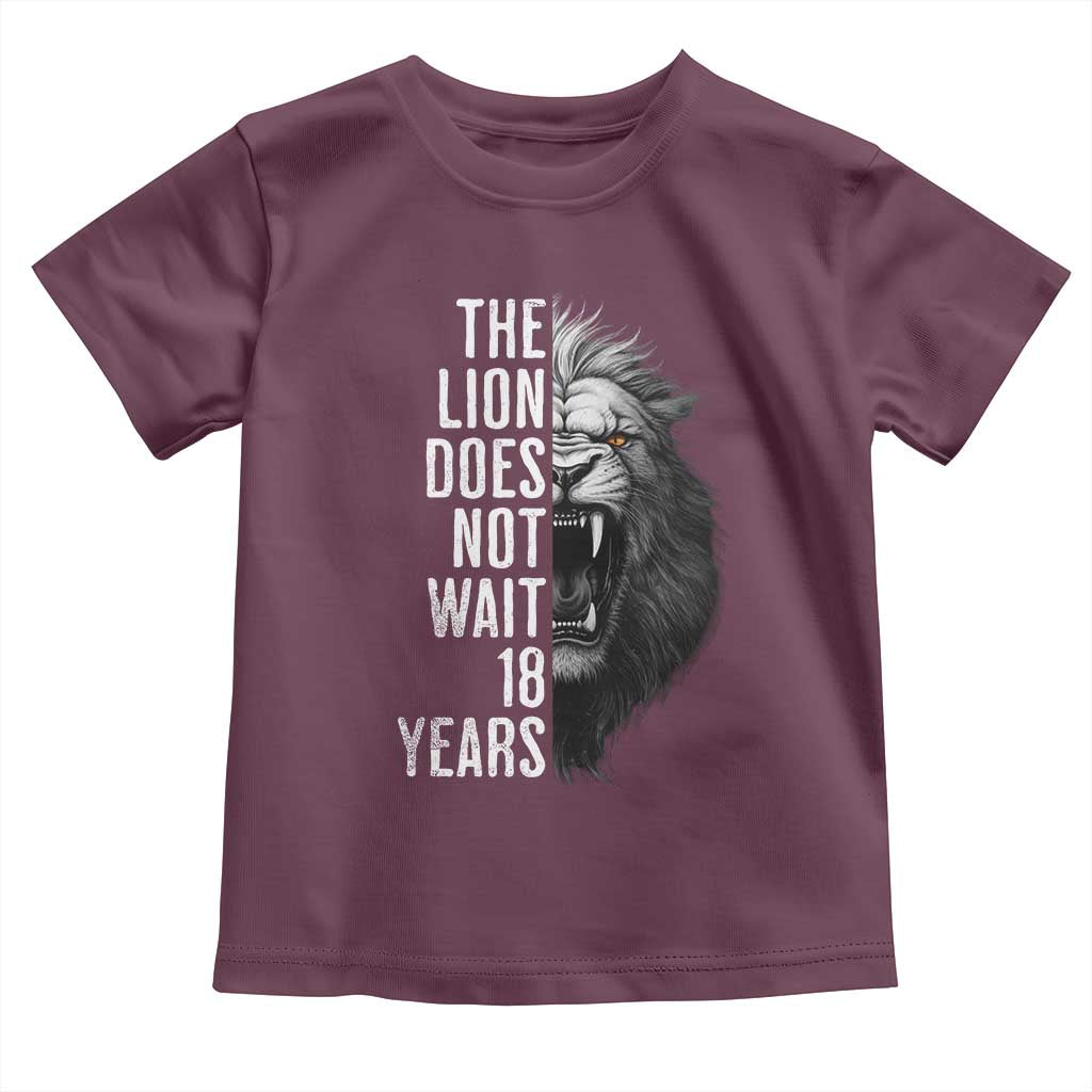 Funny The Lion Does Not Wait 18 Years Toddler T Shirt Lion Meme Gen Z Alpha - Wonder Print Shop