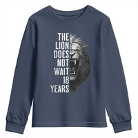 Funny The Lion Does Not Wait 18 Years Youth Sweatshirt Lion Meme Gen Z Alpha - Wonder Print Shop
