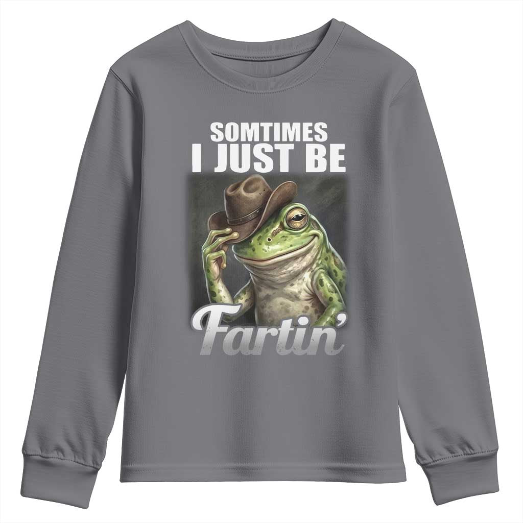 Funny Sometimes I Just Be Fartin Cowboy Frog Youth Sweatshirt - Wonder Print Shop