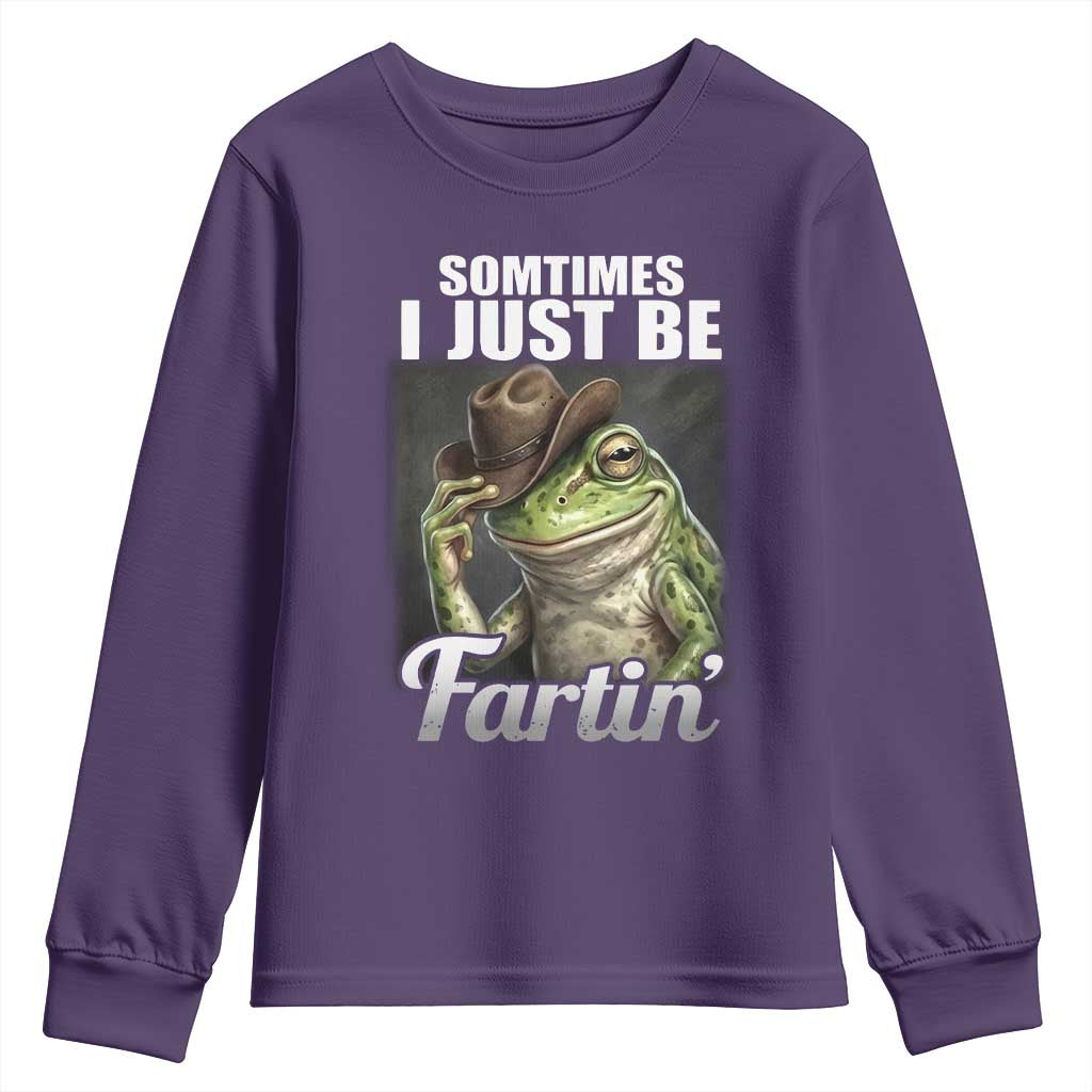 Funny Sometimes I Just Be Fartin Cowboy Frog Youth Sweatshirt - Wonder Print Shop