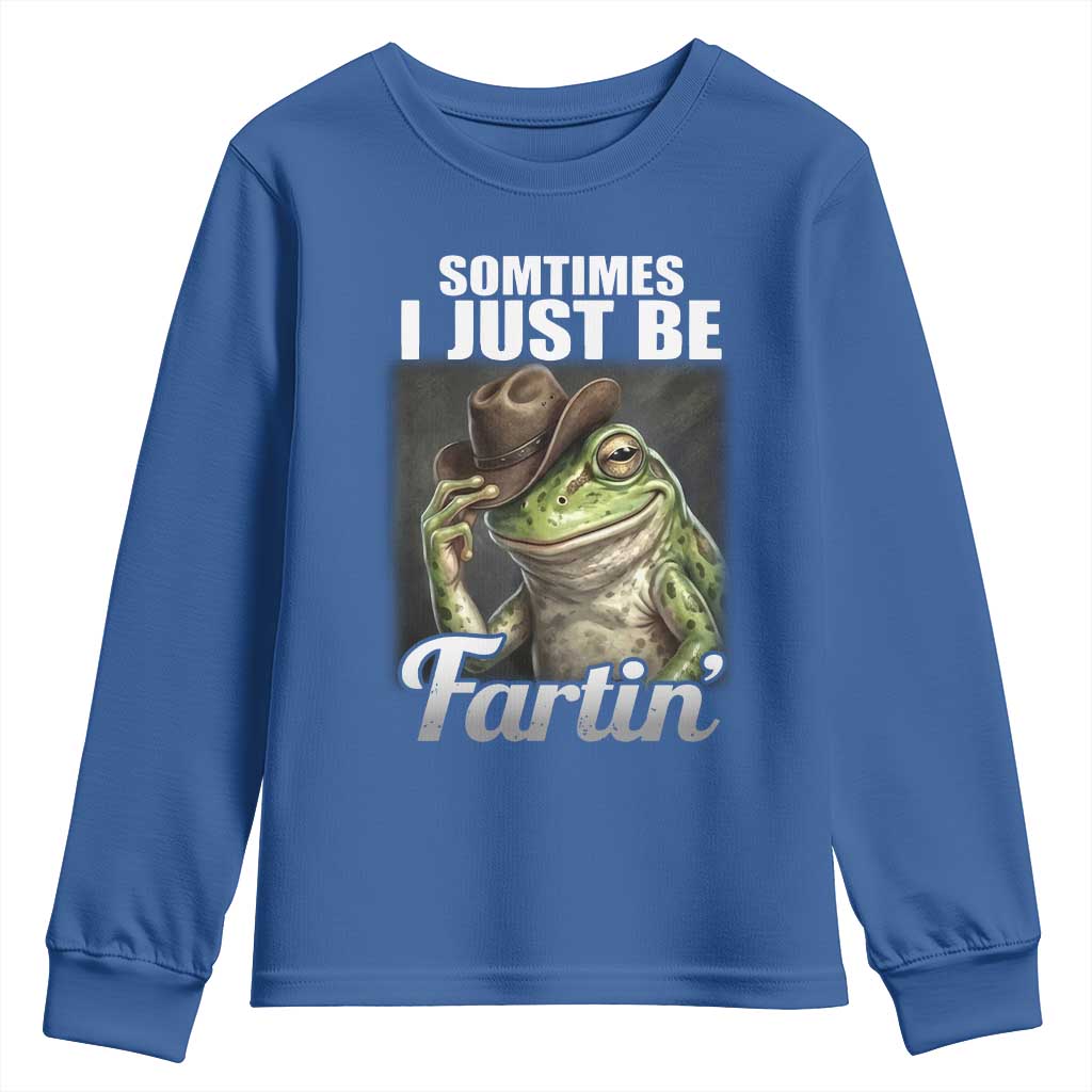 Funny Sometimes I Just Be Fartin Cowboy Frog Youth Sweatshirt - Wonder Print Shop